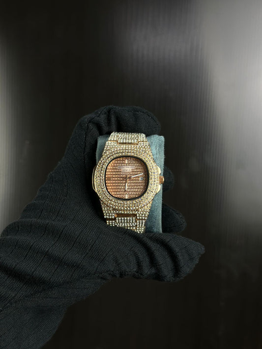 Patek Philippe Nautilus Full Iced-Out Gold Watch