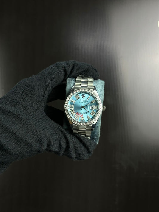 Rolex Datejust – Ice Blue Dial with Diamond Bezel (Replica)